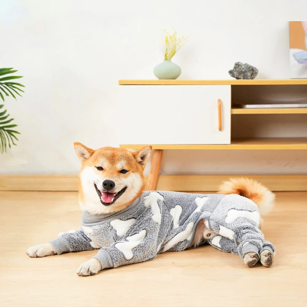 Winter Fleece Dog Jumpsuit Pajamas For Small Medium Dogs