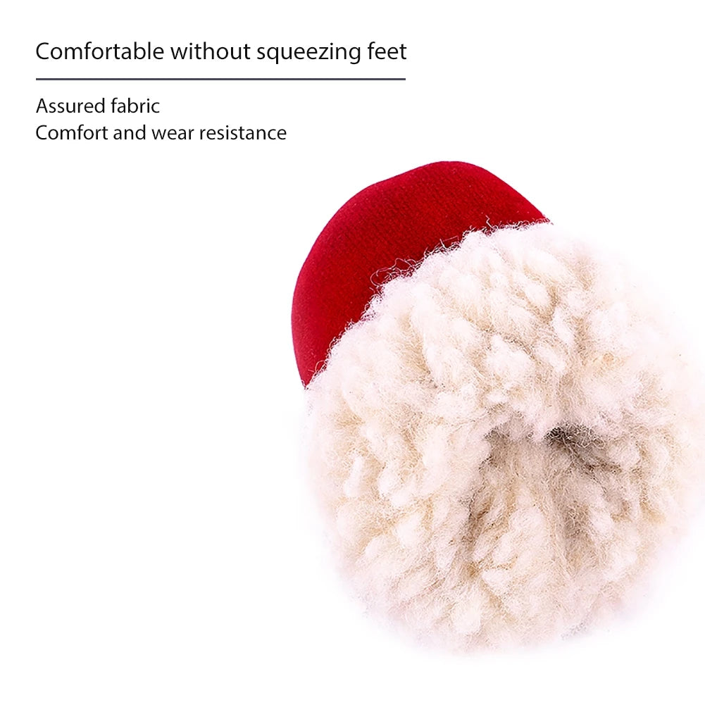 4Pcs Pet Dog Snow Boots Autumn Winter Warm Plush Dog Shoes for Small Medium Dogs and Cats S-XL Soft Non-Slip Soles