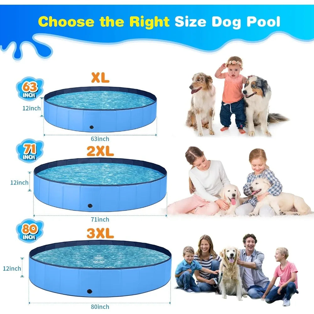 Large Portable Dog Pool and Kids Pool Foldable Tub