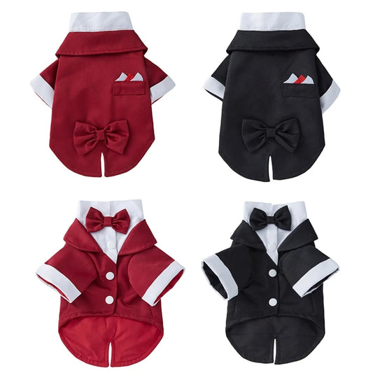 Pet Dog Tuxedo Formal Suit For Small Medium Dogs Bow Tie