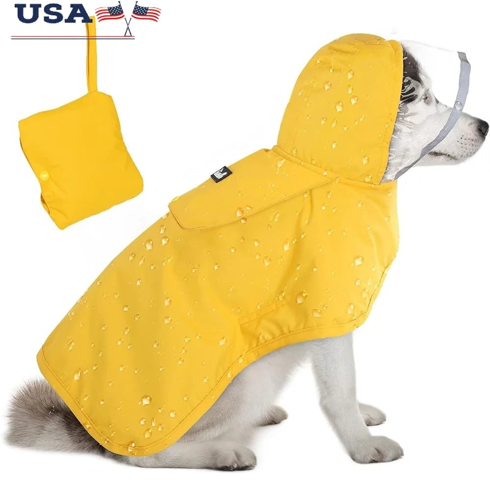 Adjustable Waterproof Dog Raincoat With Transparent Hood