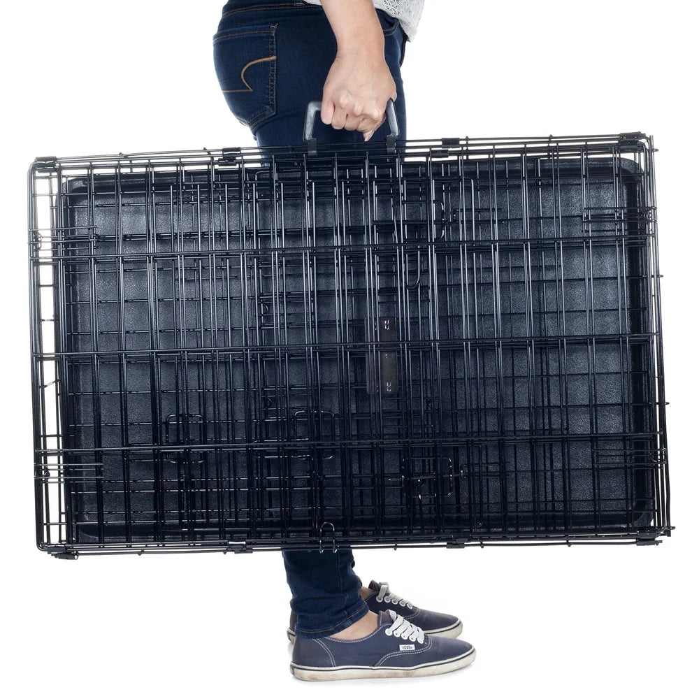 36 Inch Double Door Dog Crate With Divider Panel Foldable Kennel