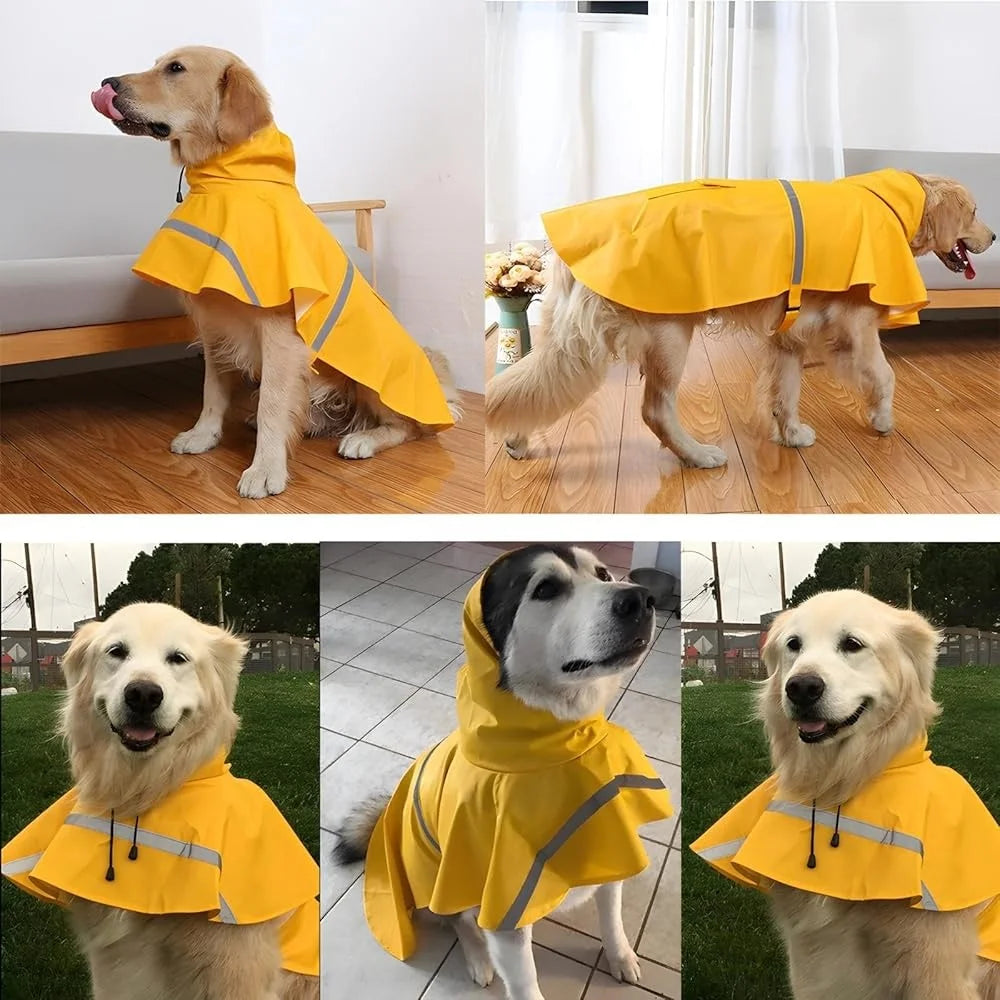 Large Dog Raincoat Waterproof Adjustable Lightweight Jacket