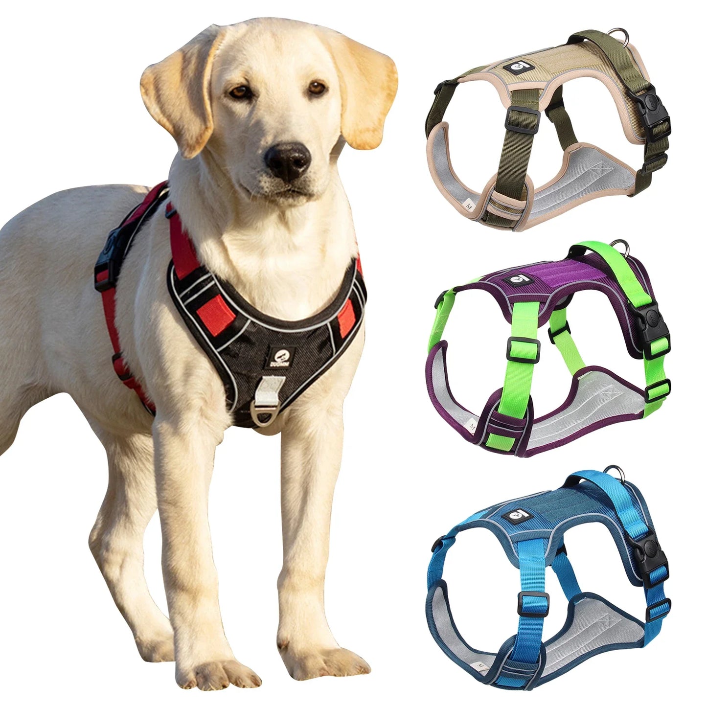 Reflective Tactical Dog Harness Vest for Medium and Large Dogs 1680D Waterproof Oxford Cloth