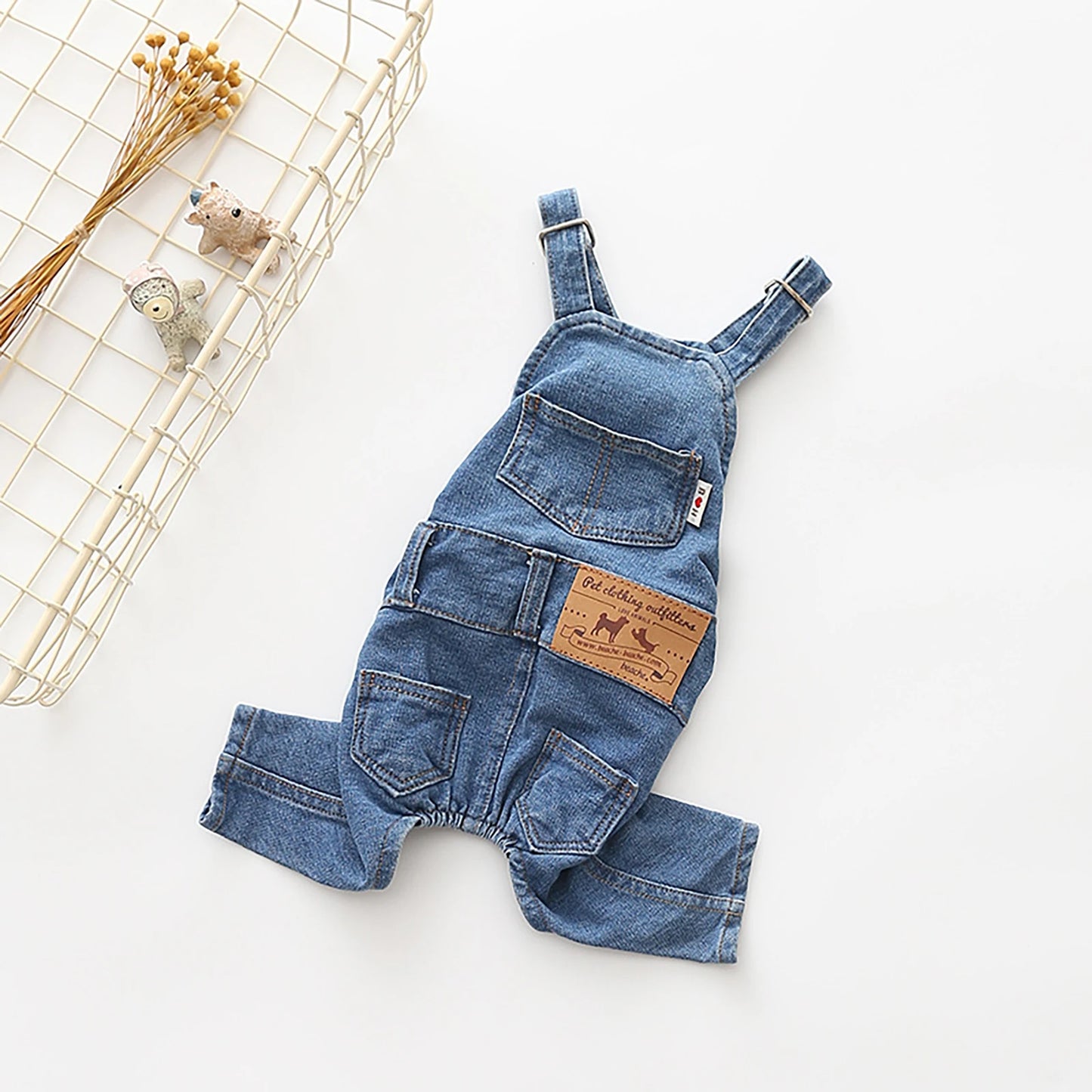 Dog Denim Jumpsuit Overalls for Small Medium Dogs and Cats