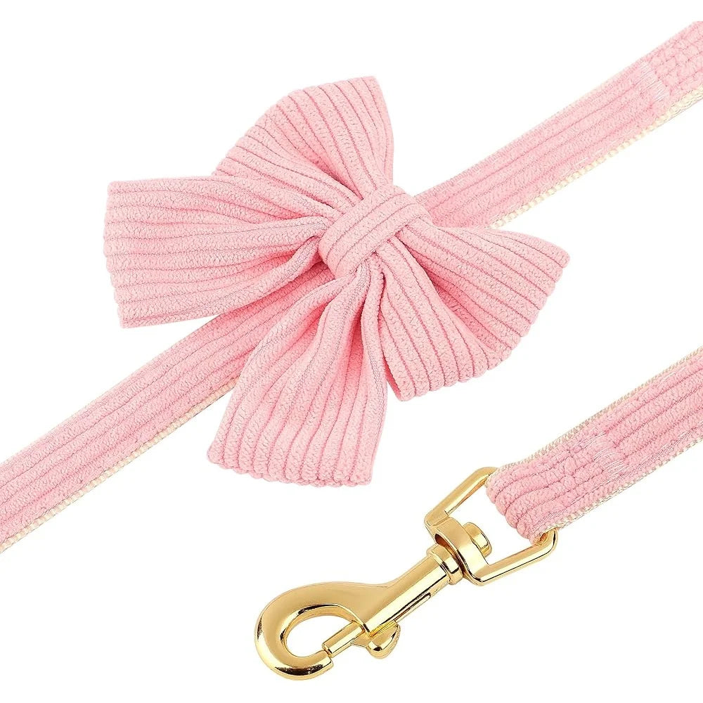 Cute Adjustable Dog Vest Harness Collar Leash Set Soft Mesh Breathable Comfort Bowtie for Small Pets