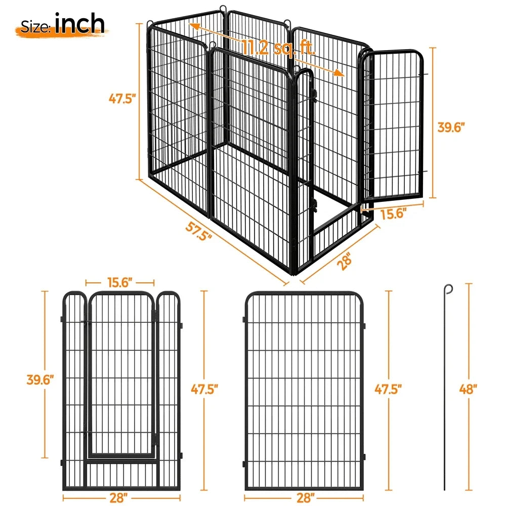 6 Panel Heavy Duty Metal Dog Playpen Indoor Outdoor Folding
