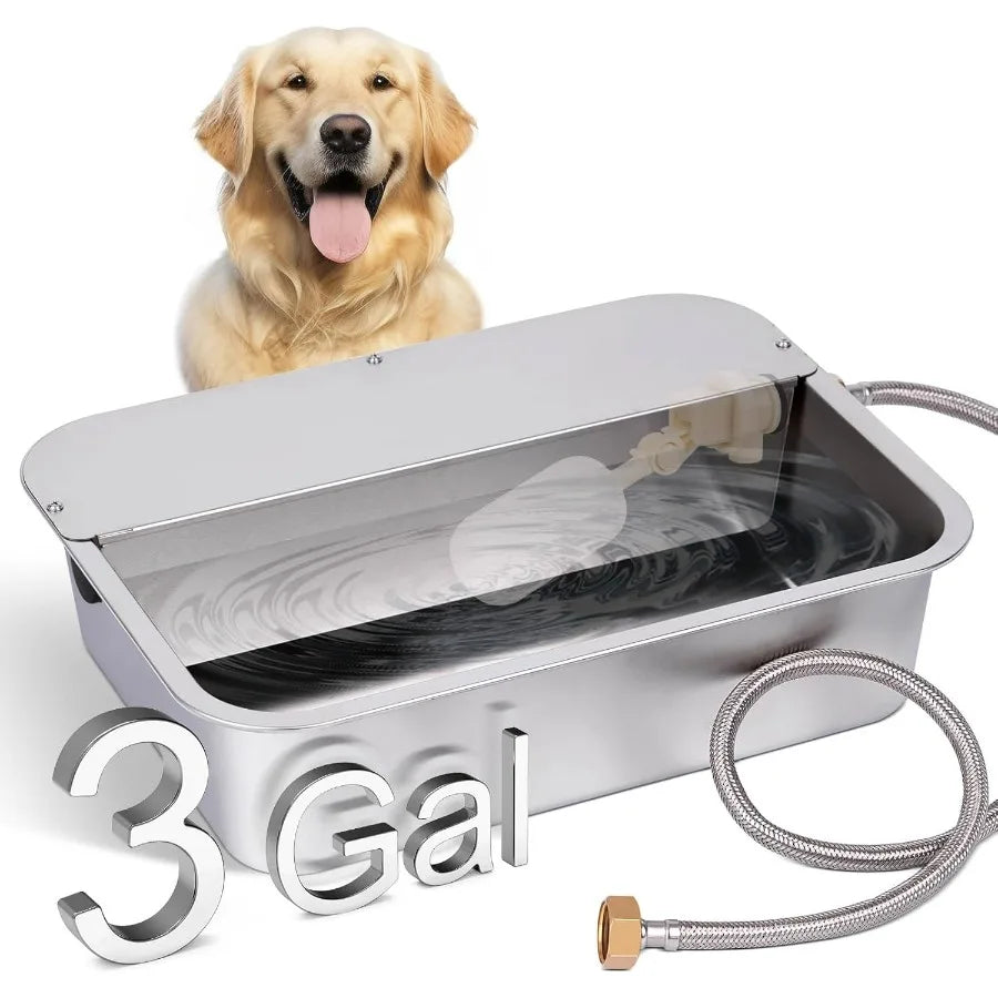 3 Gallon Automatic Dog Water Dispenser With Stainless Steel Bowl For Large Dogs Self Filling Auto Water Fountain Outdoor