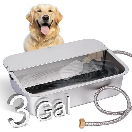 3 Gallon Automatic Dog Water Dispenser With Stainless Steel Bowl For Large Dogs Self Filling Auto Water Fountain Outdoor