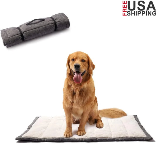 Travel Dog Bed Rollup Pet Mat Soft Washable Crate Pad