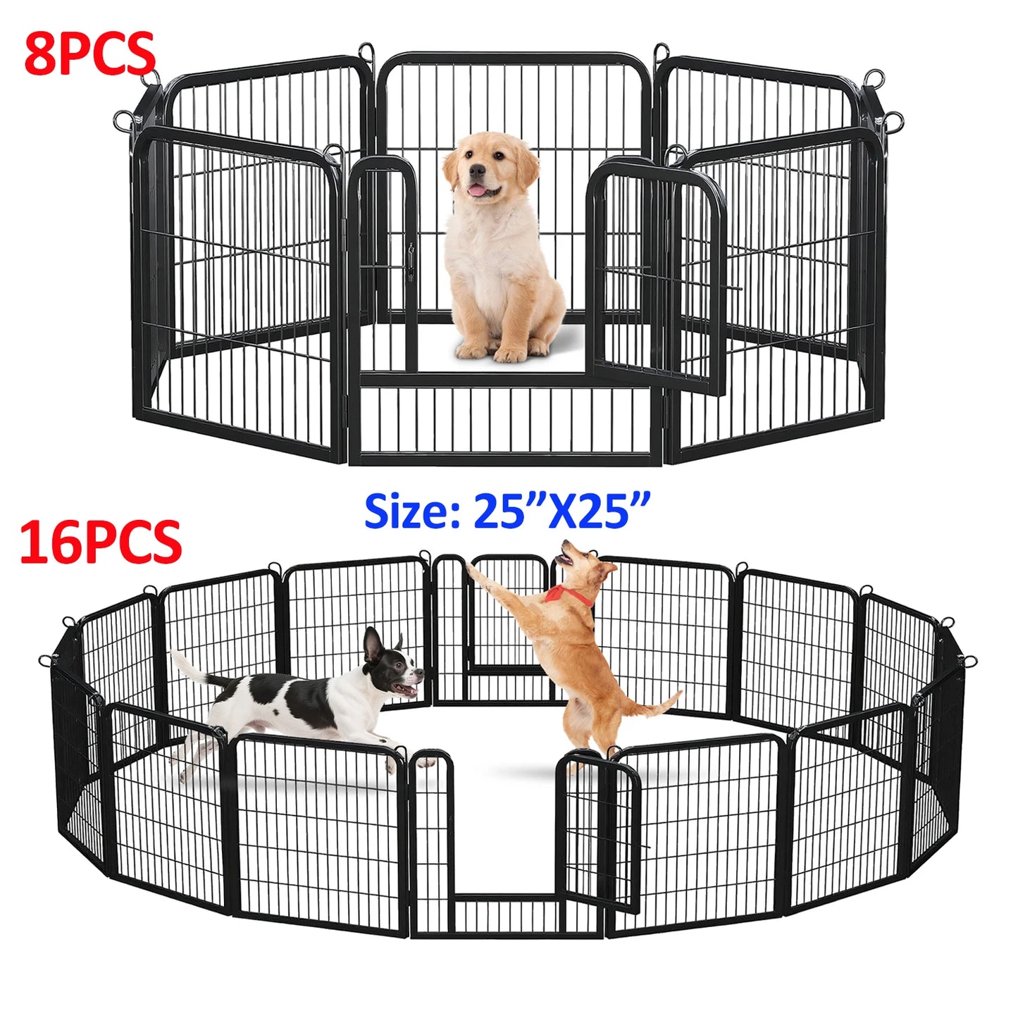 Foldable Dog Playpen With Door Outdoor Indoor Fence