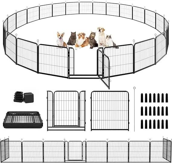 Outdoor Dog Playpen 24 Panels Anti Rust 32 Inch Height
