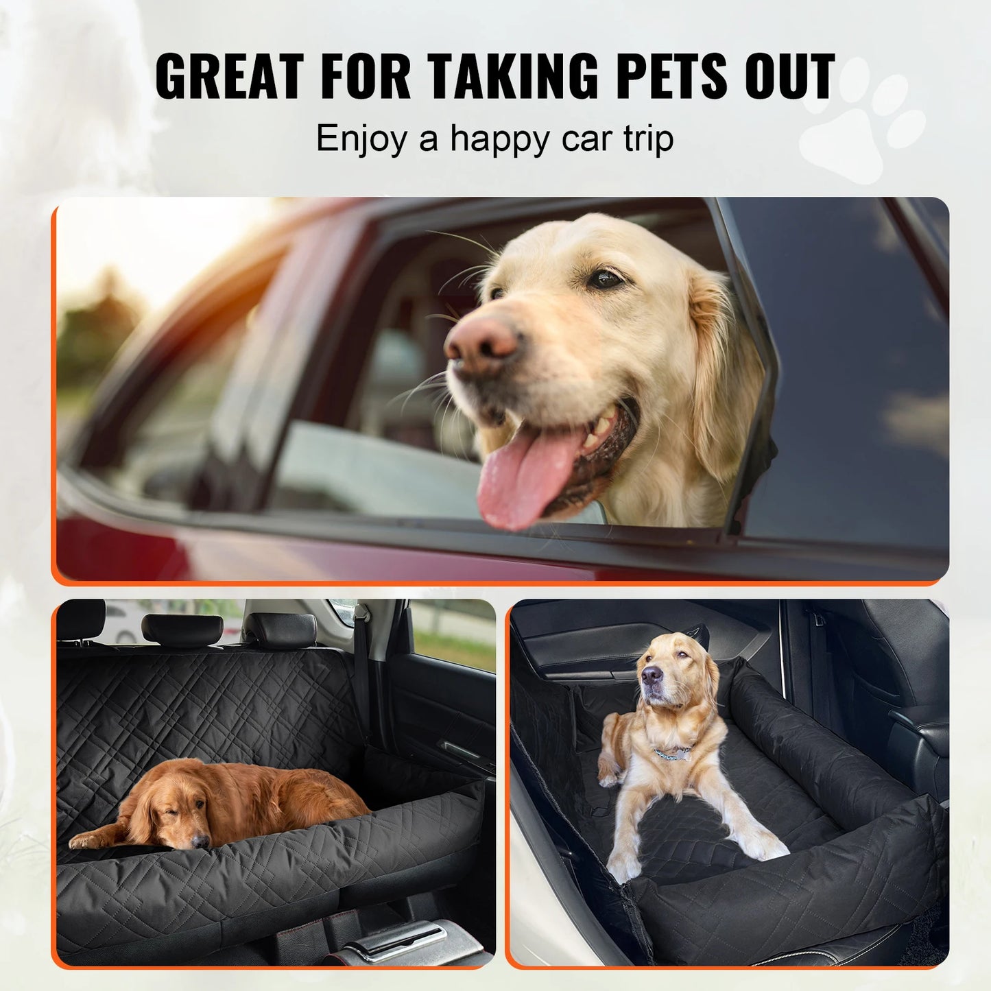 SucceBuy Waterproof Dog Car Seat Booster With Clip On Leash And PP Cotton Car Bed For Medium To Large Dogs