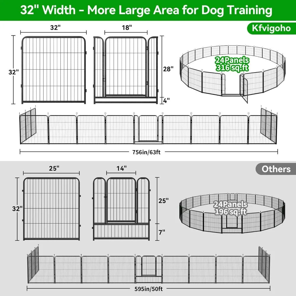 Outdoor Dog Playpen 24 Panels Anti Rust 32 Inch Height