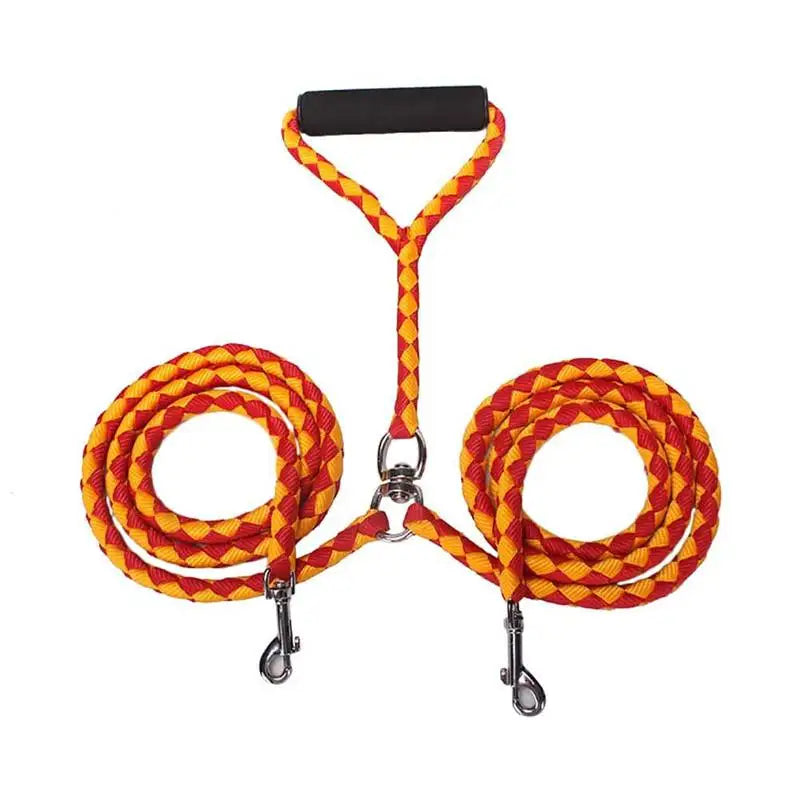 Pet Double Leash 360 Degree Rotation Knotless Dog Walking Leash Nylon Safe Traction Ropes