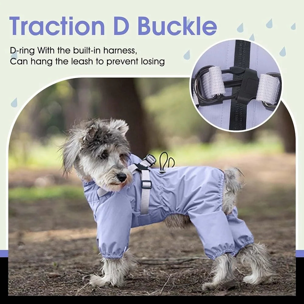 Waterproof Dog Raincoat Harness For Small Dogs Adjustable