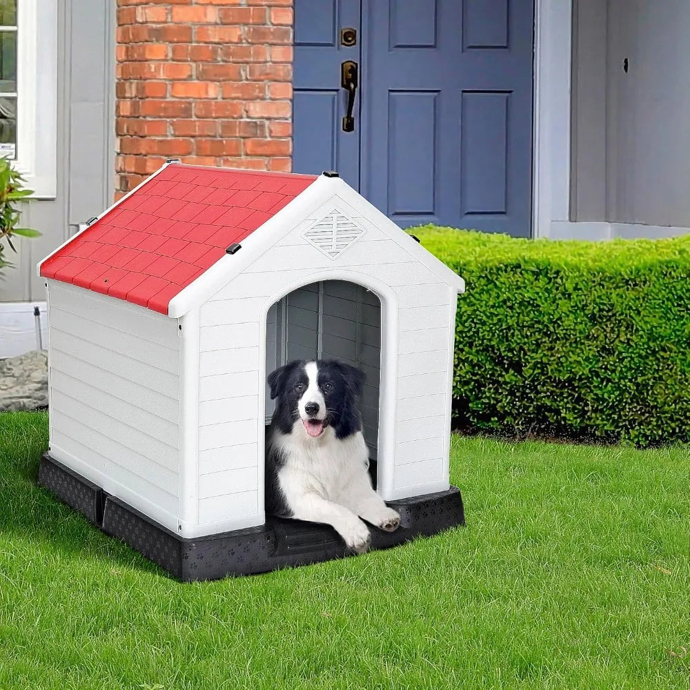 Large Plastic Dog House Waterproof Kennel With Air Vents