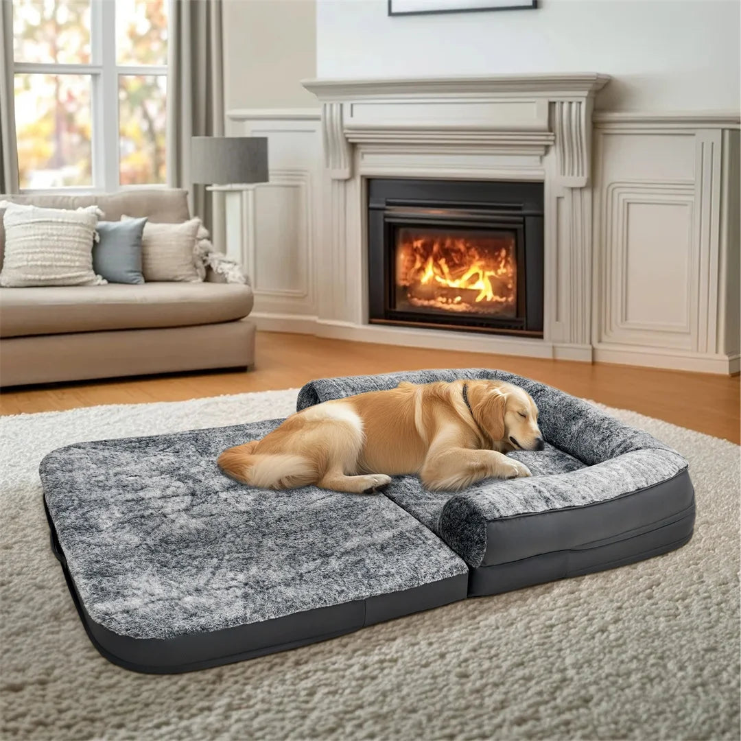180cm Giant Dog Bed Foldable Calming Plush Orthopedic