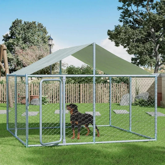 Outdoor Large Dog Kennel Enclosure With Roof Galvanized