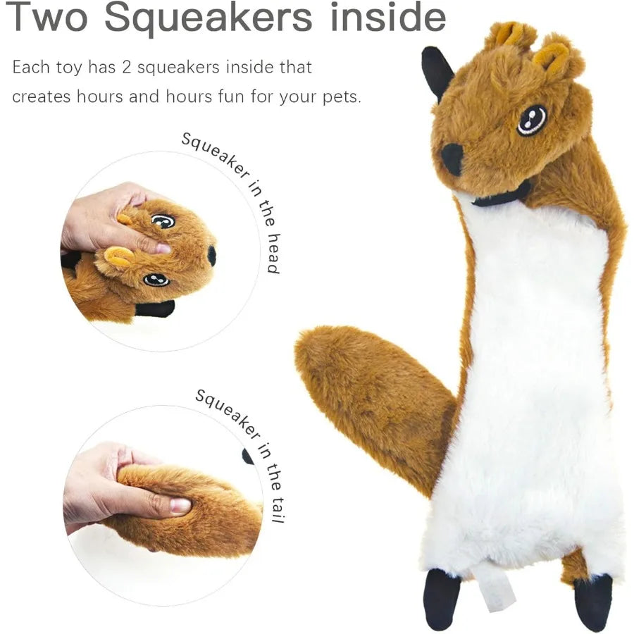 Dog Squeaky Toys 5 Pack Plush Crinkle Chew Toys for Large and Medium Dogs No Stuffing Ideal for Teething and Boredom