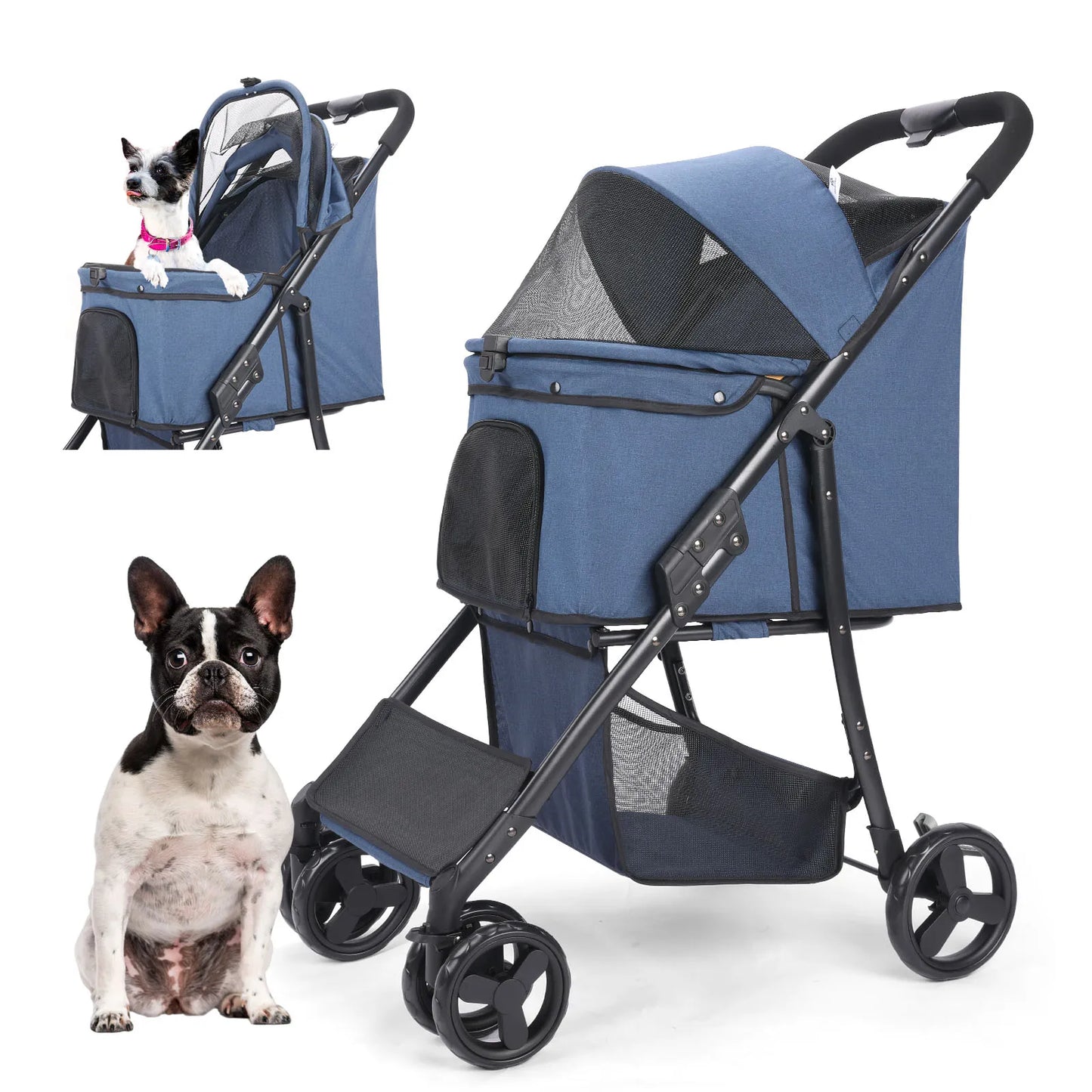 Top  Brand Wedyvko Pet Stroller  Wheels Dog Stroller 360 Rotate with Brakes Basket for Small to Medium Sized Dog