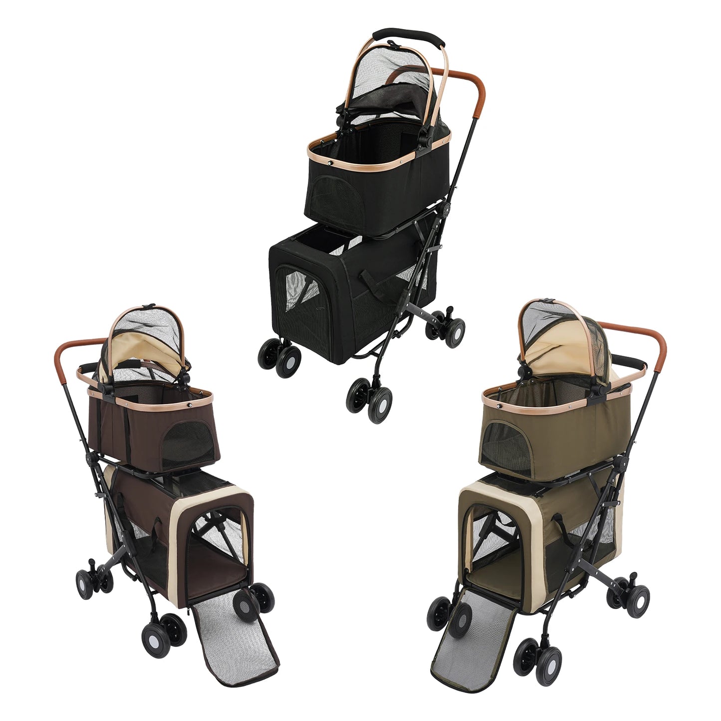 Double Tier Pet Stroller Dog And Cat Stroller Foldable Detachable For Small And Medium Dogs Universal