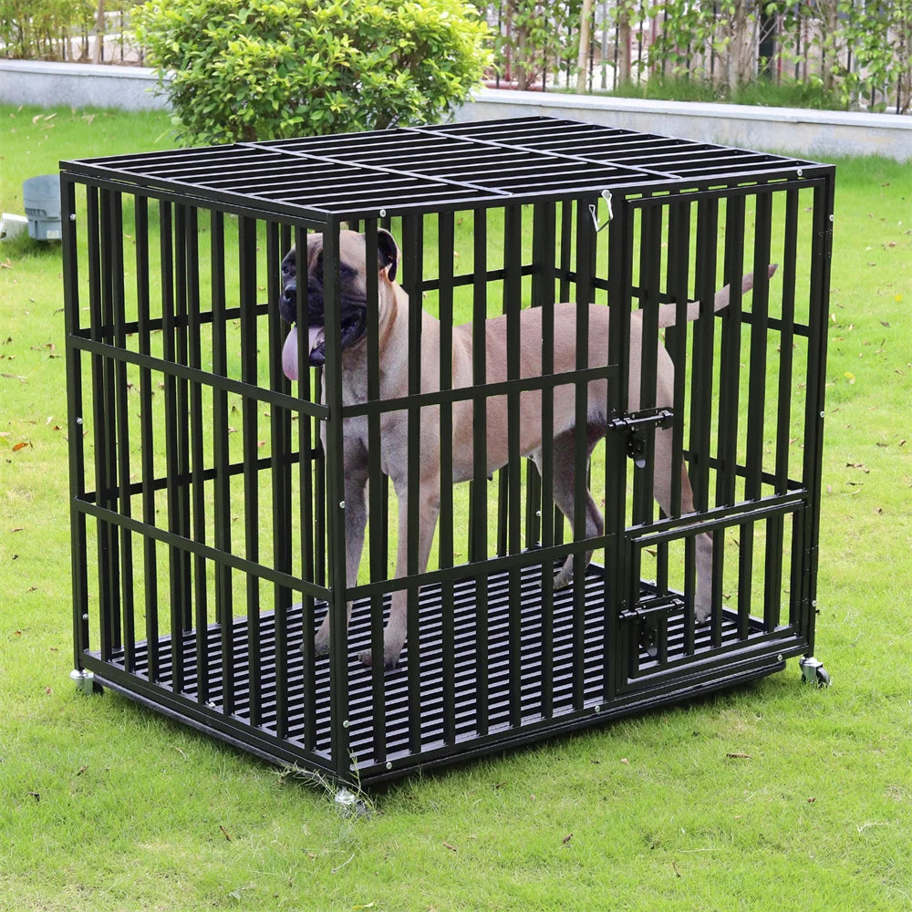 XXL Heavy Duty Dog Crate Square Tube Metal Kennel Playpen