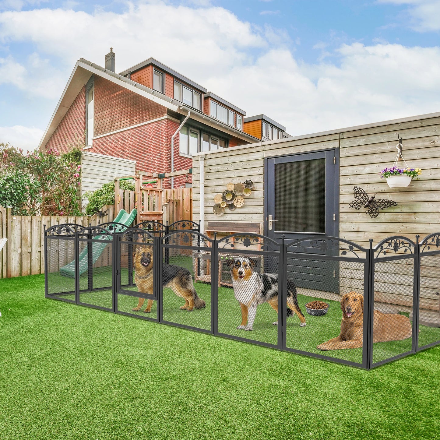 Dog Playpen Fence 8 Panels Detachable Exercise Pen With Pad
