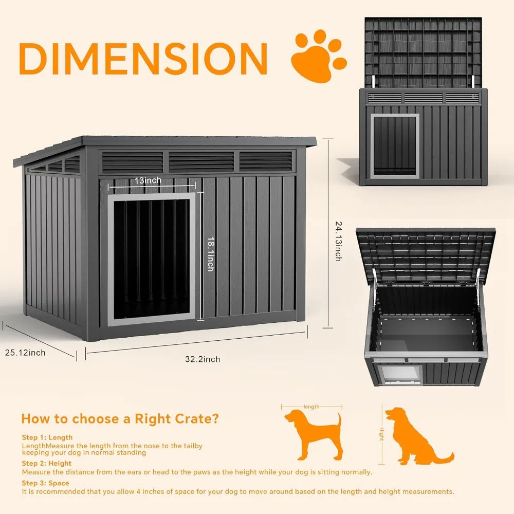 Indoor Outdoor Dog House Weatherproof Roof Removable Floor