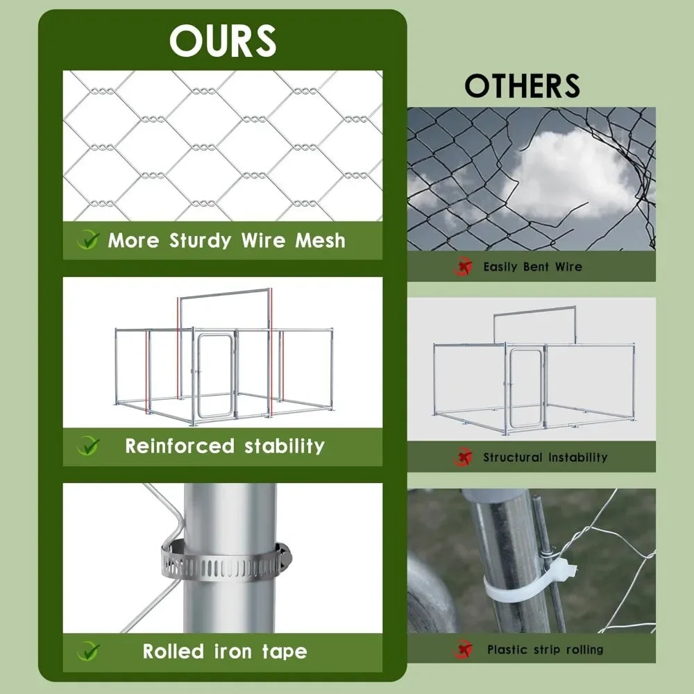 Outdoor Large Dog Kennel Enclosure With Roof Galvanized