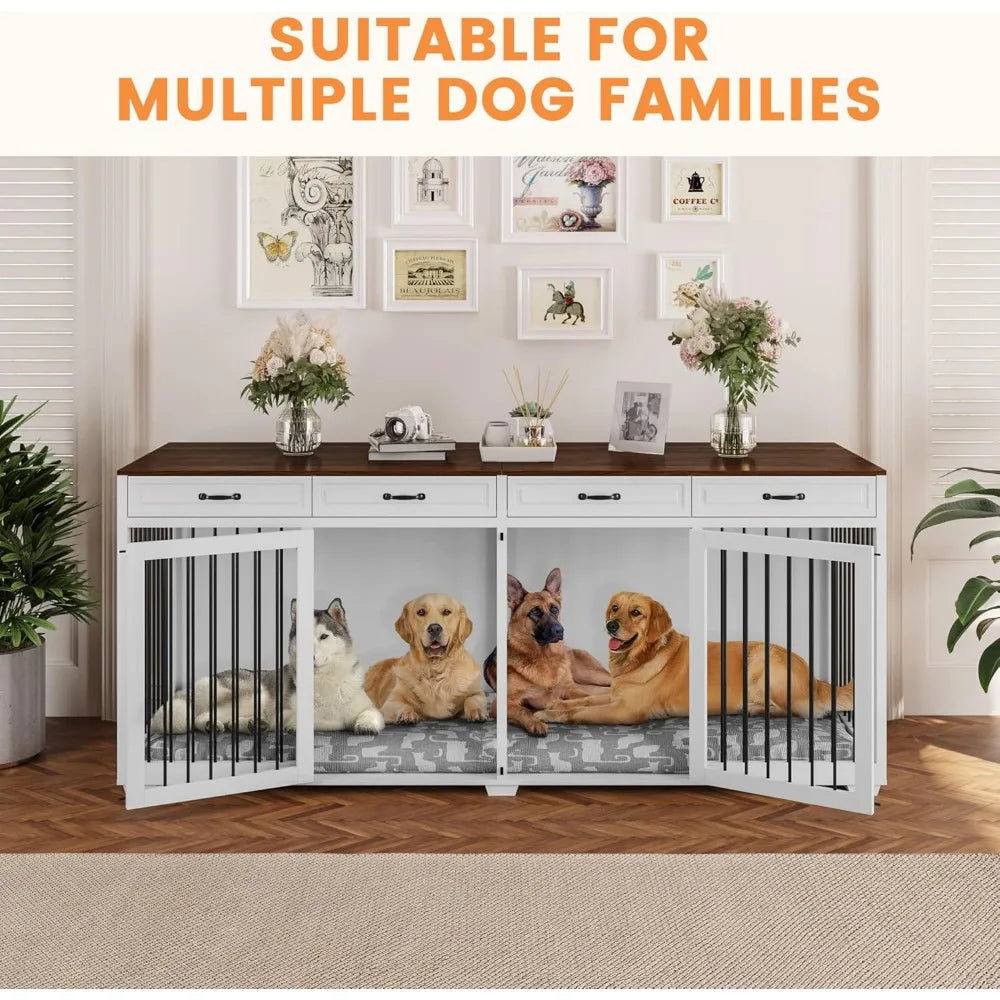 XXXL Wooden Dog Crate Furniture With 4 Drawers And Divider