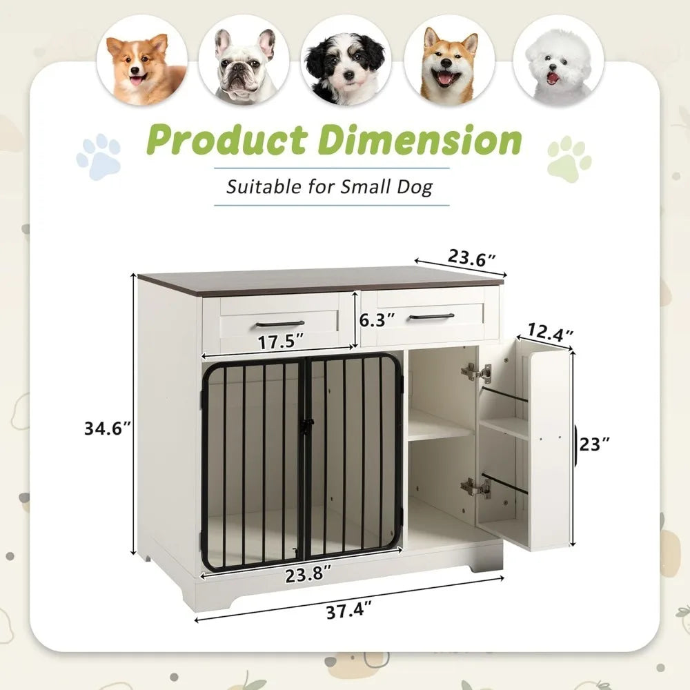 Dog Crate Furniture End Table Kennel With Storage Drawers
