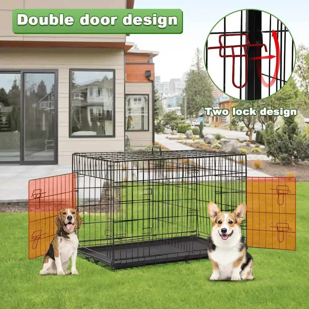 42 Inch Folding Metal Wire Dog Crate For Large Dogs