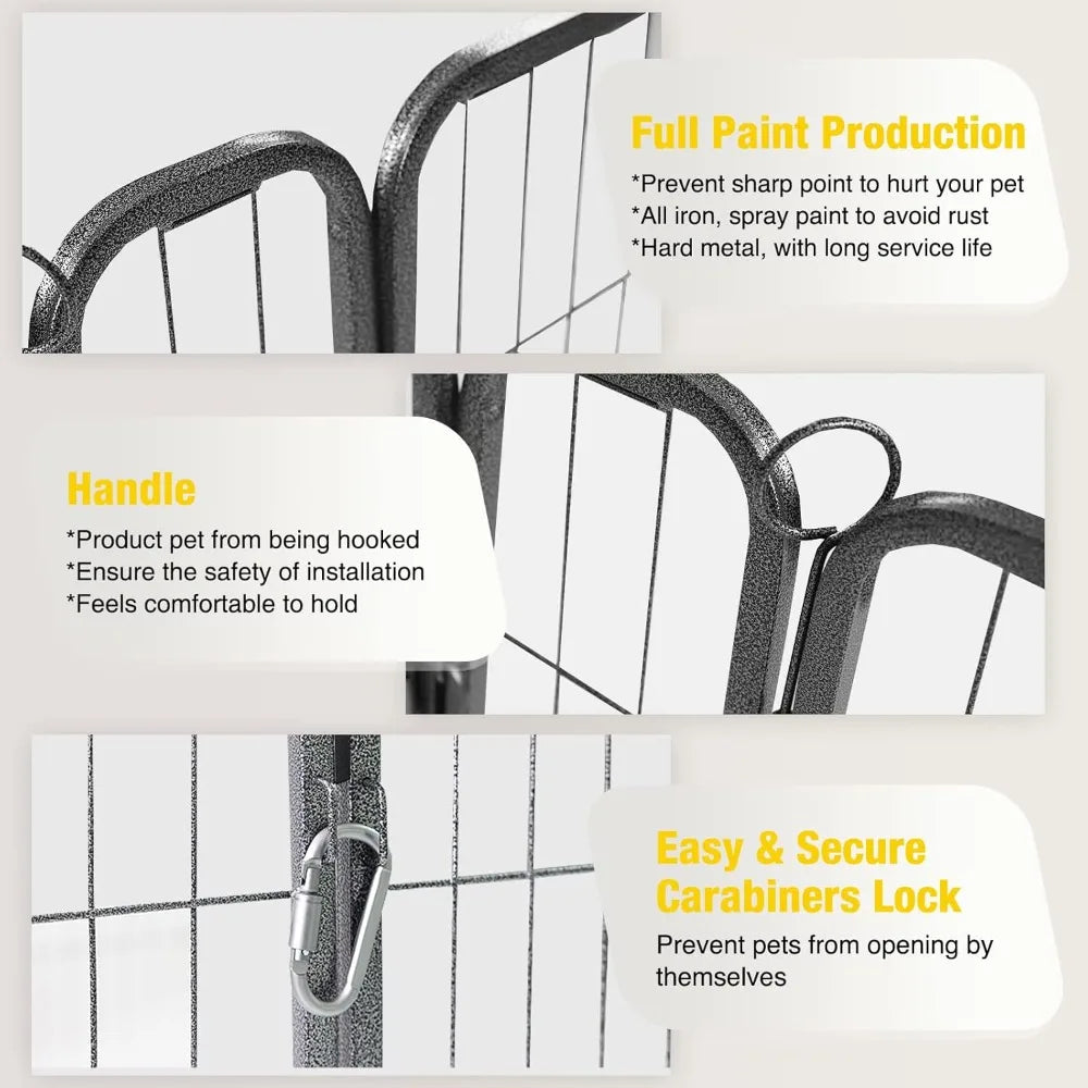 Foldable Metal Dog Playpen With Door Gate Heavy Duty Fence