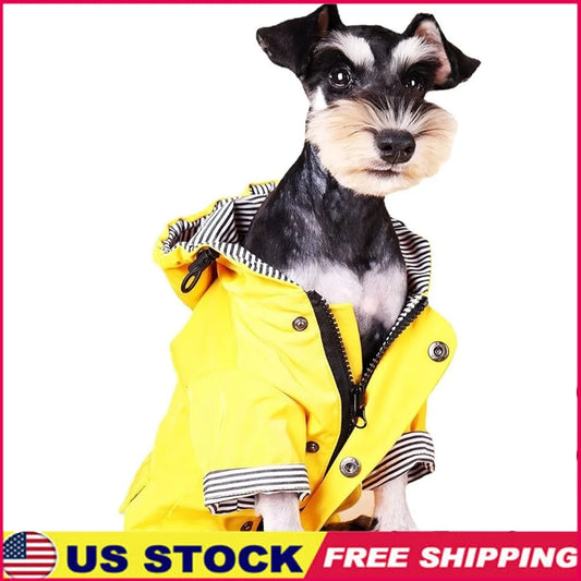 Dog Raincoat Waterproof Jacket with Hood Comfortable Four Leg Design Stylish Rain Gear for Small Dogs Machine Washable with Pockets