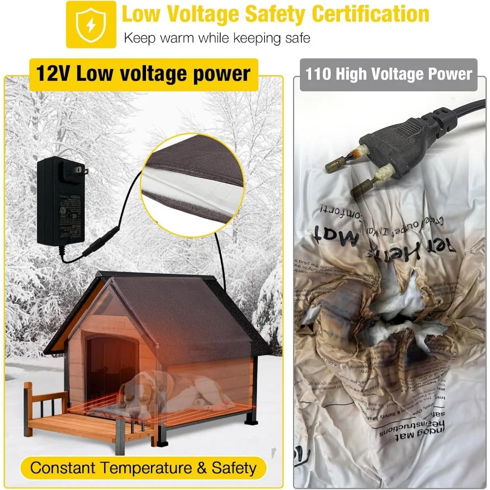 Heated Outdoor Dog House With Metal Frame Insulated Kennel