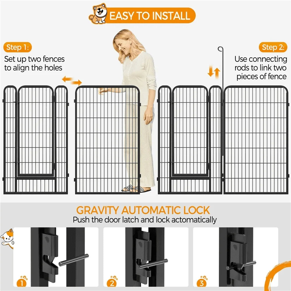 6 Panel Heavy Duty Metal Dog Playpen Indoor Outdoor Folding