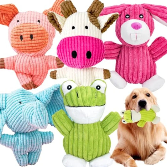 5 Pack Squeaky Dog Toys Durable Plush Chew Toys Assortment