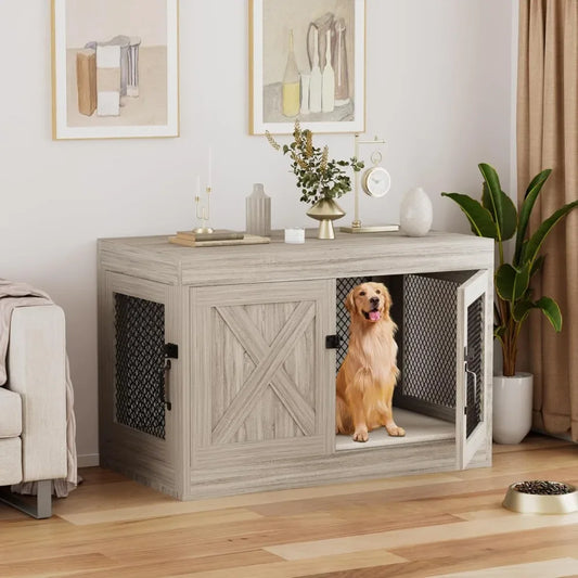 Corner Dog Crate With Double Doors 36 Inch End Table