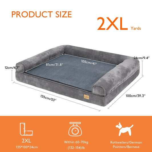 Extra Large Orthopedic Dog Bed Couch Sleeping Mattress with Removable Washable Cover and Soft Sponge Foam