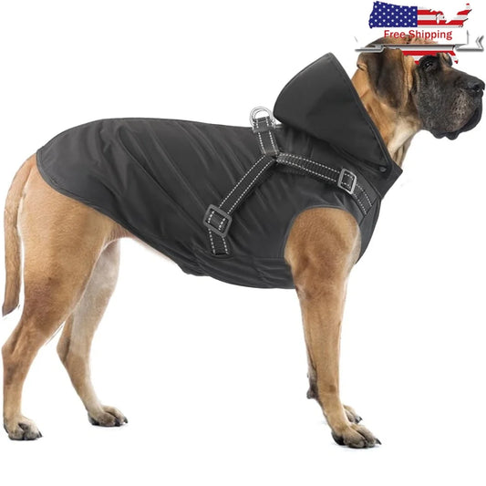 Reflective Waterproof Dog Raincoat Adjustable Hooded Jacket
