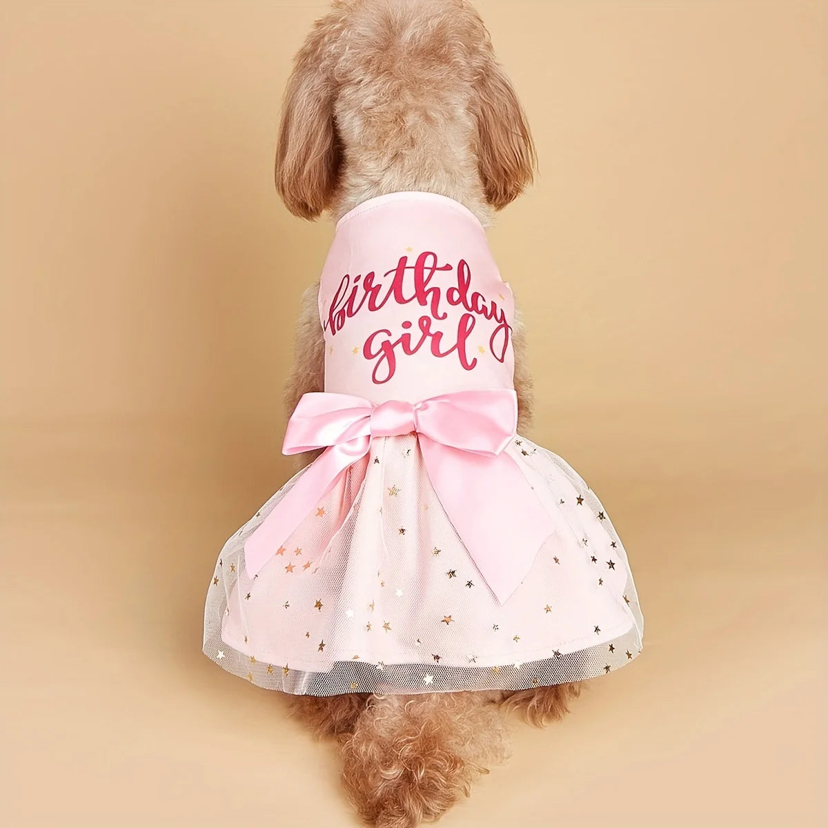 Pink Bowknot Tulle Dog Dress Pet Apparel Birthday Outfit