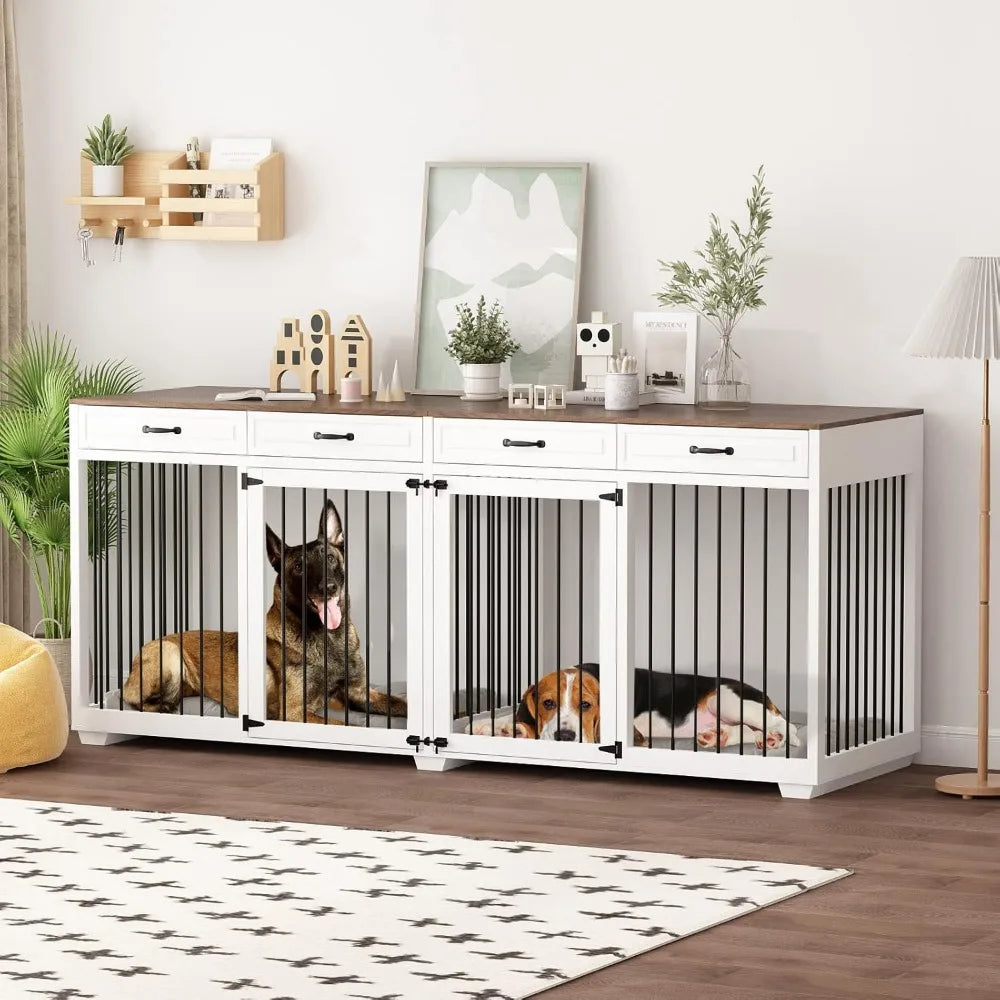Extra Large Furniture Style Wooden Dog Crate 93 Inch Indoor