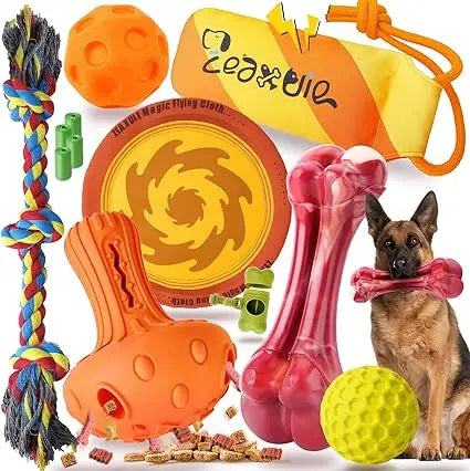 Zeaxuie 12 Pack Heavy Duty Dog Chew Toys Aggressive Chewers