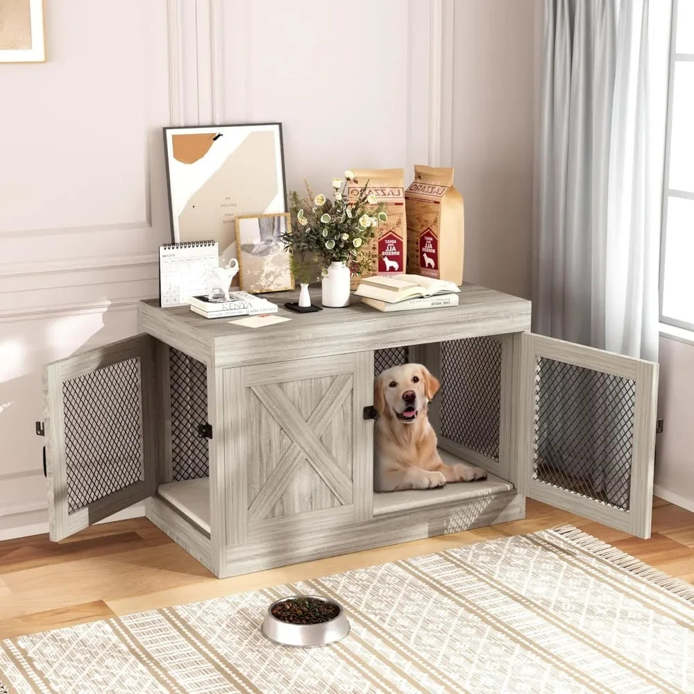 Corner Dog Crate With Double Doors 36 Inch End Table