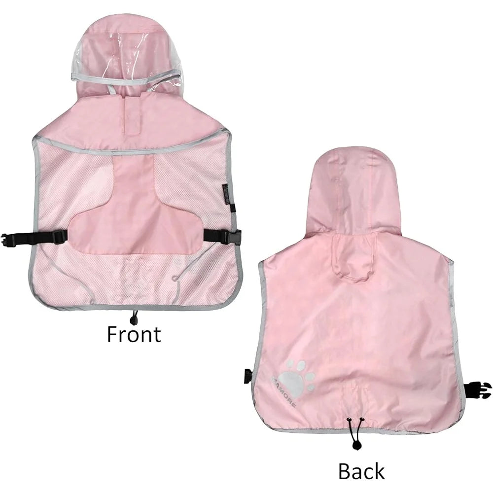 Breathable Waterproof Dog Raincoat With Adjustable Hooded Poncho Leash Hole Reflective Strip For Small Medium Large Pets