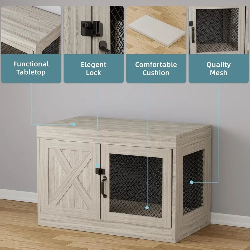 Corner Dog Crate With Double Doors 36 Inch End Table