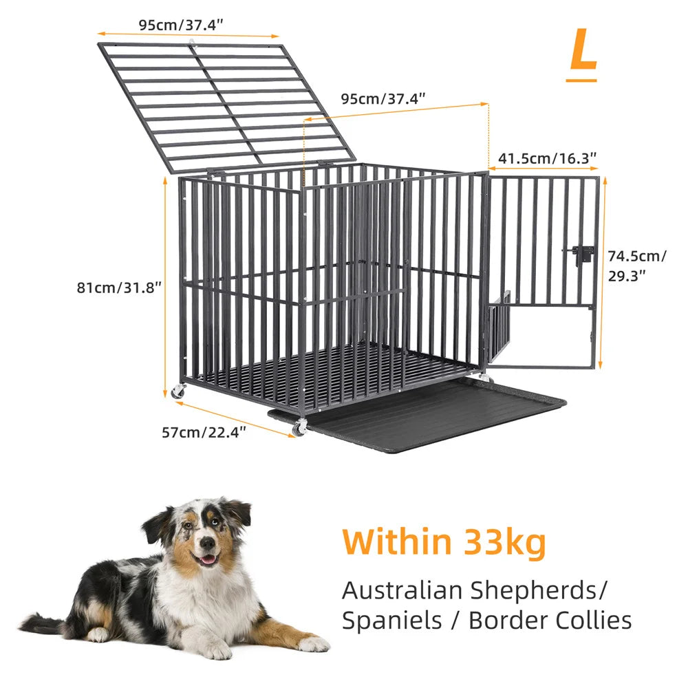 XXL Heavy Duty Dog Crate Square Tube Metal Kennel Playpen