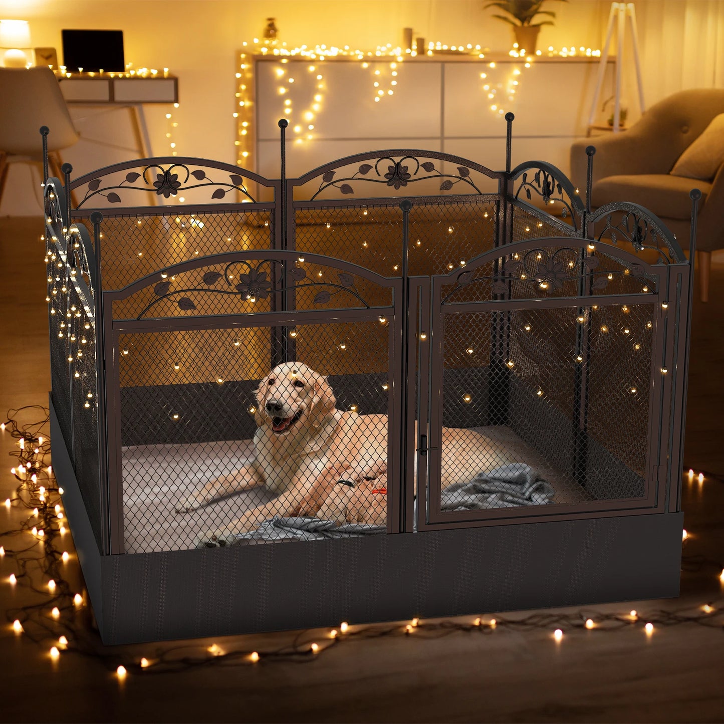 Dog Playpen Fence 8 Panels Detachable Exercise Pen With Pad