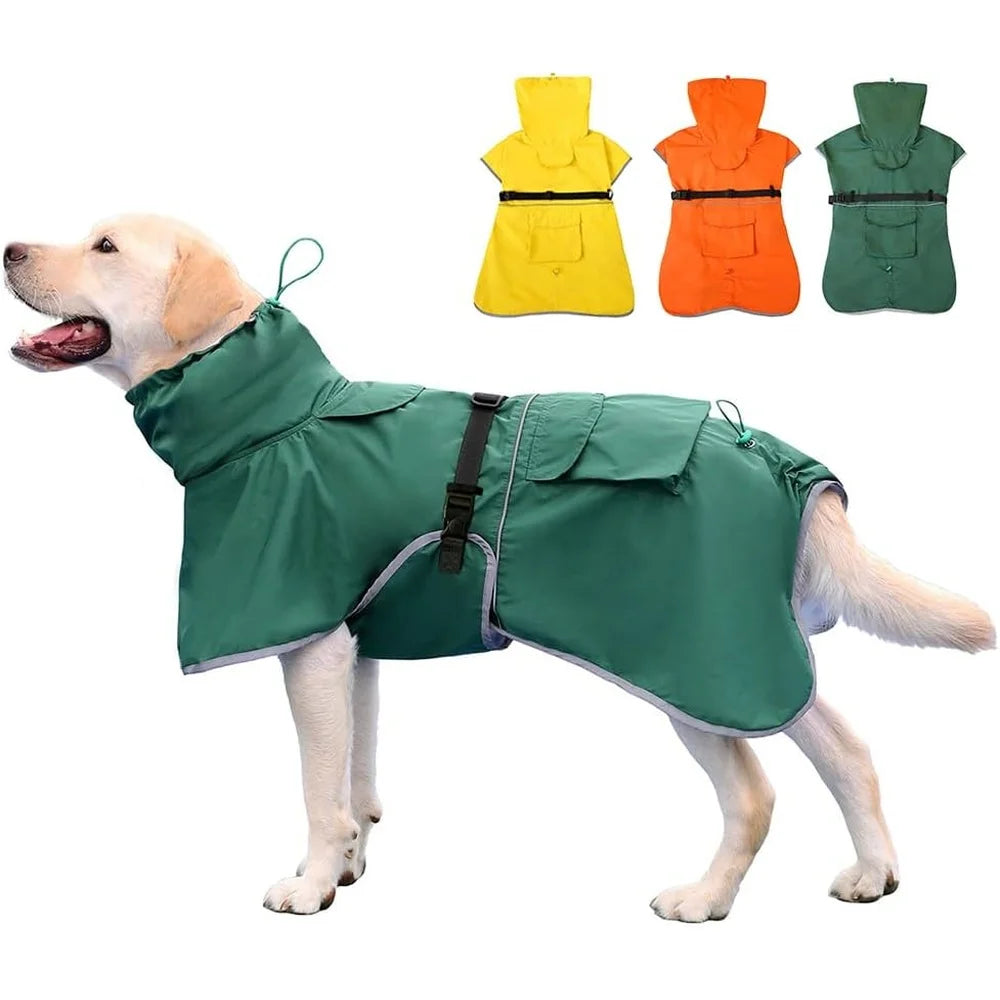 Waterproof Dog Raincoat Reflective Hooded Jacket 6XL